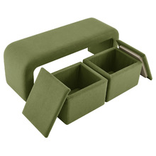 3 Piece Avalon Velvet Bench & Storage Ottoman Set
